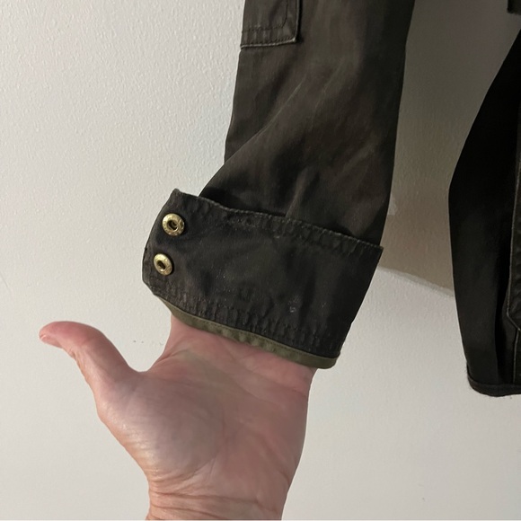 JCrew Resin-coated Black twill field jacket- Size Small - Picture 7 of 9